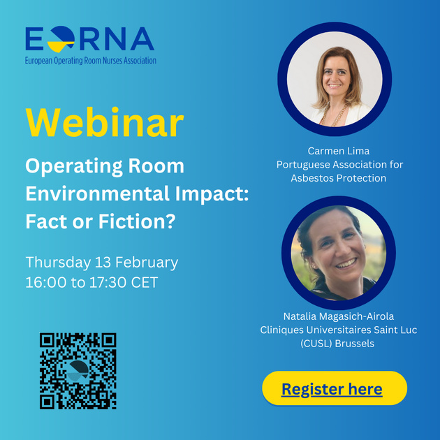 Jeudi 13 février - Webinaire EORNA sur l'impact environnemental des soins périopératoires